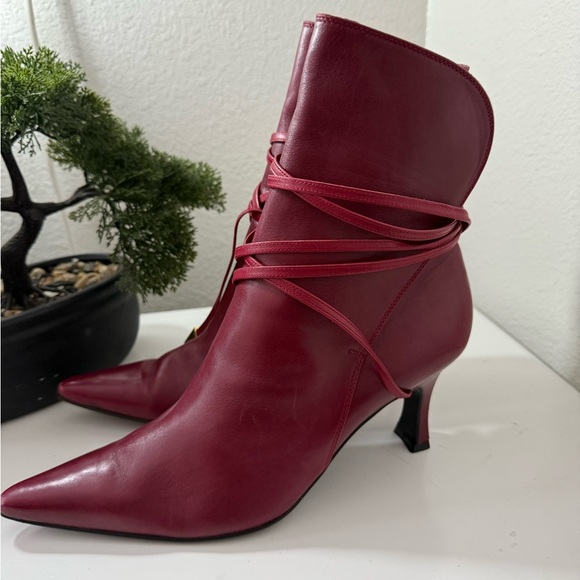 Versace Red Heeled Boots - Picture 5 of 10